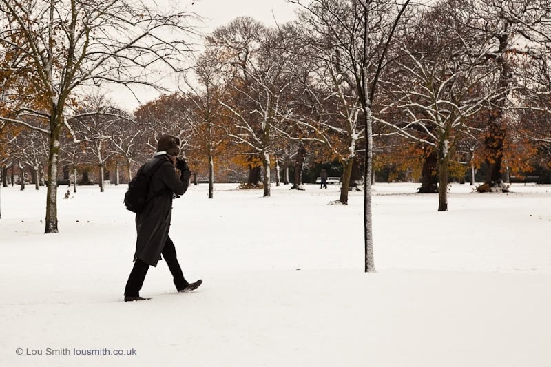 Snowing in Greenwich Park